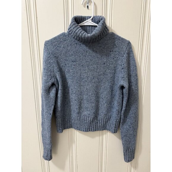 Re/Done Cropped Turtleneck Sweater Blue Women’s Sky $425 size small S - Picture 3 of 10
